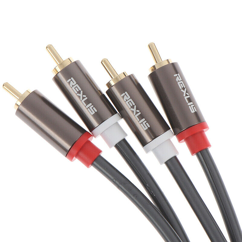 1m 2RCA Male to 2RCA Male Stereo Audio Cable Plated for HDTV DVD VCD Amplif~DD