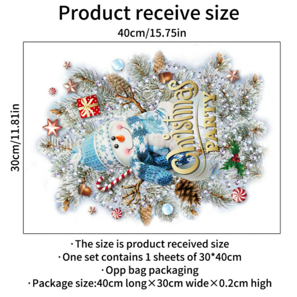 Christmas Tree Wall Stickers Santa Xmas Tree Snowman Snowflake Glass Stickers