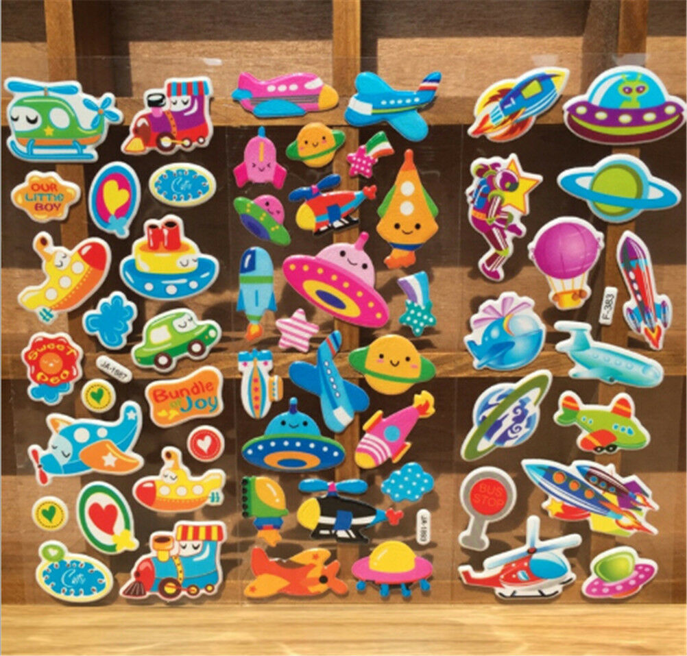 5PCS Cartoon Bubble Stickers Transport Cars Kids Bubble Stickers Christma.l8
