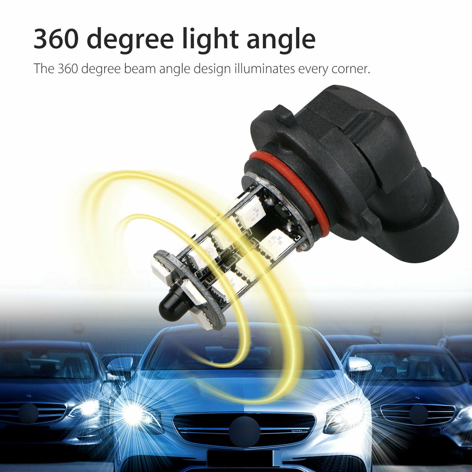 2x RGB 9006 27SMD LED Fog Lights Bulbs Driving DRL Wireless Remote Control