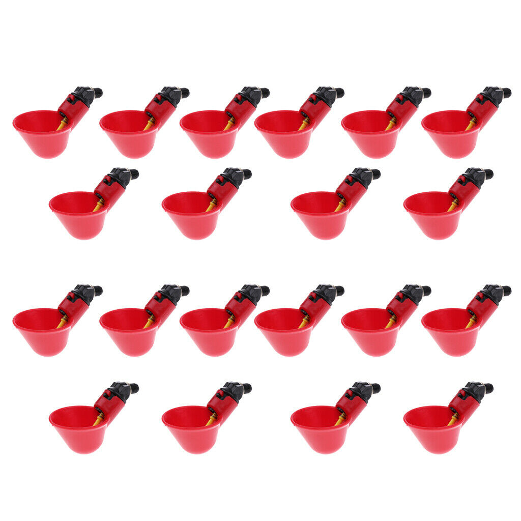 20 Pieces Poultry Pigeon Drinking Bowl Dishes for Automatic Waterer Red