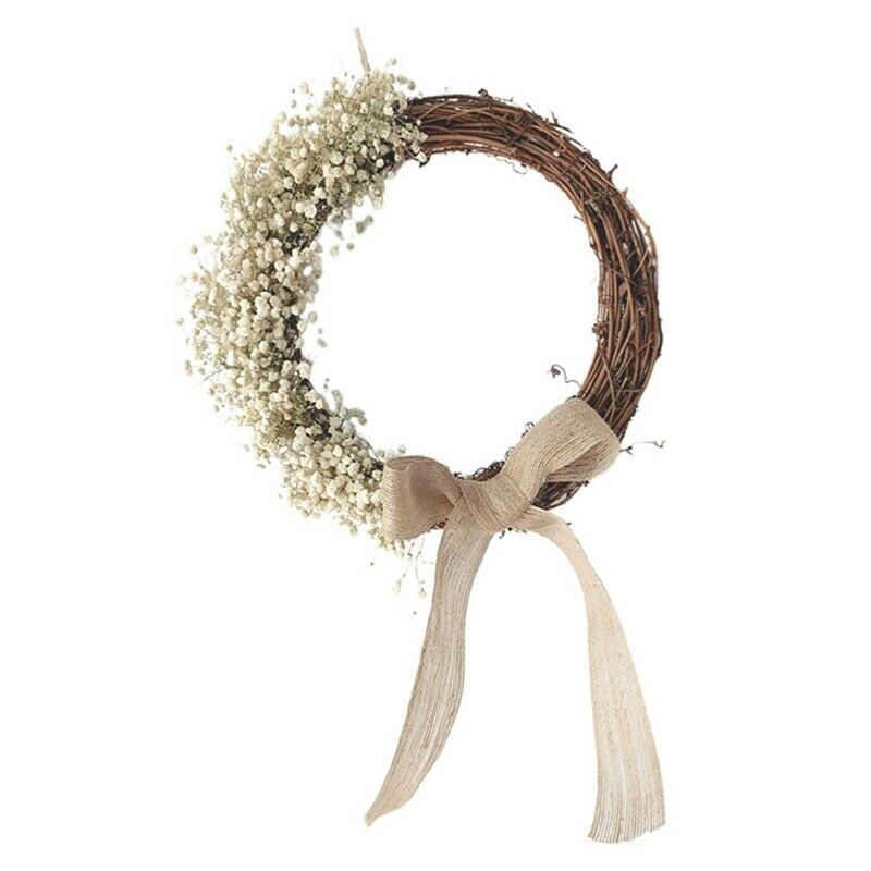 Gypsophila Garland Ornament Artificial Rattan Floral Wreath Wall Pendant DryA8V8