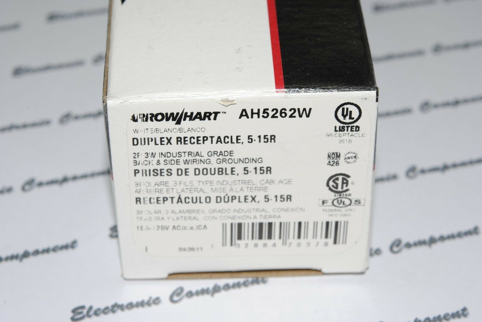 1pcs-COOPER WIRING AH5262W Premium Industrial Grade Duplex Receptacle 15A-125V
