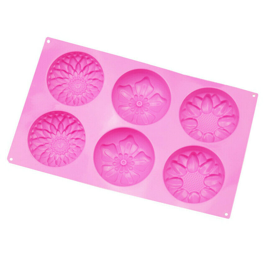 6 Cavity Flower Shaped Silicone DIY Handmade Soap Candle Mold Craft Baking