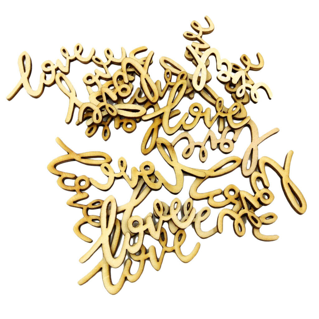 36pcs natural unfinished wood love shape embellishment for DIY
