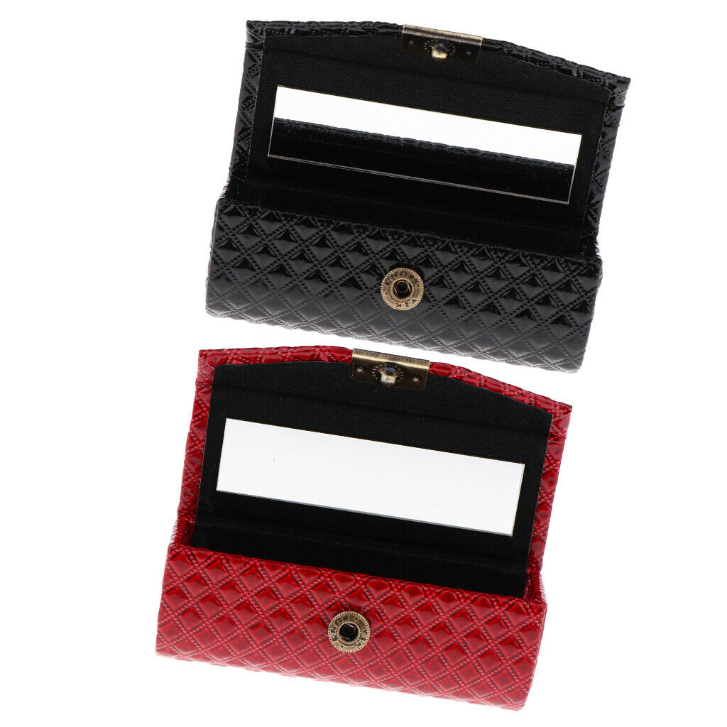 2x Premium Ladies Girls PU Leather Lipstick Case Single Lip Stick Gloss Holder