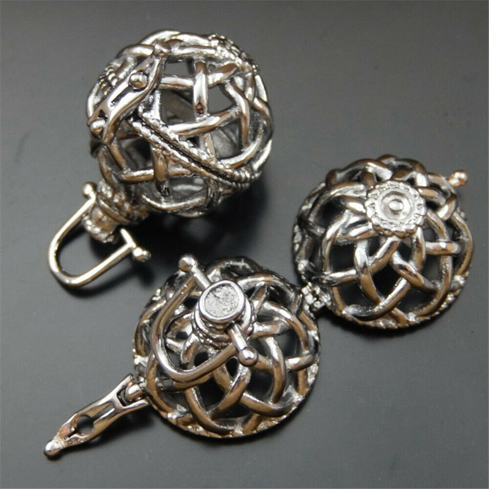 2PCS Gun Black Brass Net Hollow Bola Ball Harmony Angle Caller Locket 24*20*26mm