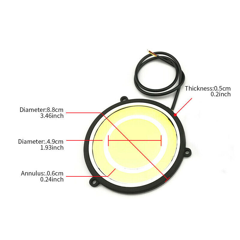 2PCS 5 inch Car Daytime Running Light Round Shape White LED COB Driving Fog Lamp