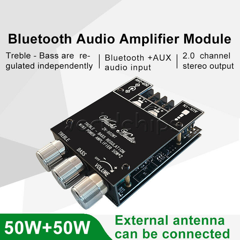 502MT 2*50W Bluetooth 5.0 Amplifier Board Dual Channels High Power Audio Stereo