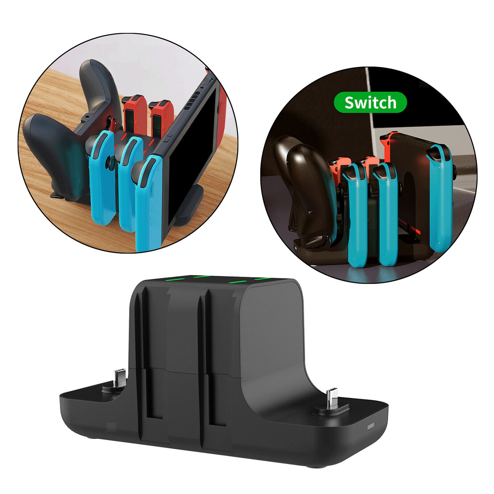 For Nintendo Switch Controller Charger Dock Support 4pcs Handles Slide