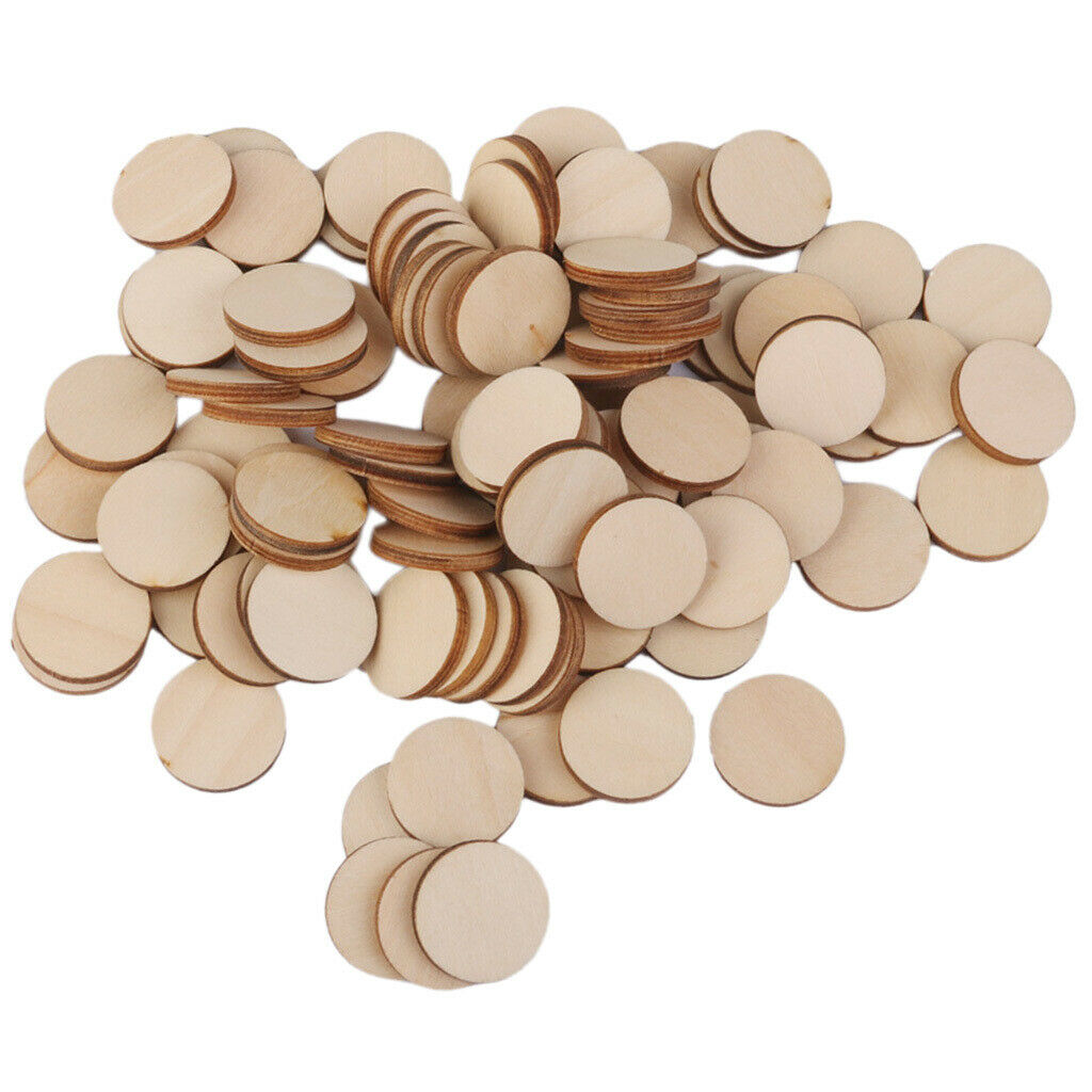 100x Unfinished Round Shape Natural Wooden Slices Discs Art Craft Supplies 20mm