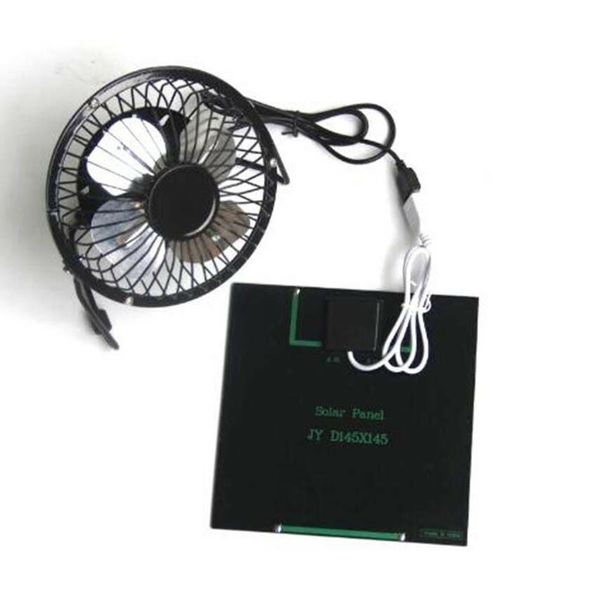 New USB Solar Panel Iron Fan Powered 3W 6V For Outdoor Home Cooling Ventilation