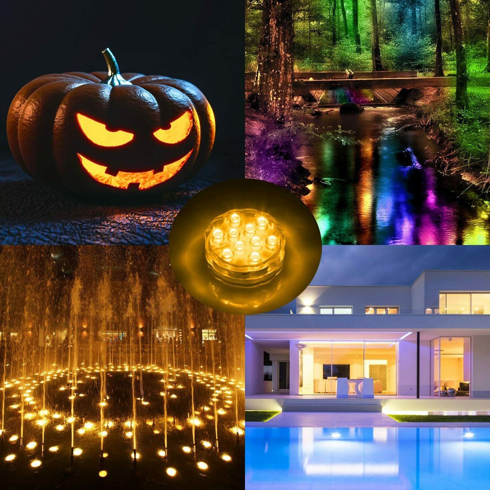 2 Packs Submersible LED Lights w/ Remote Waterproof Pool Fountain Tub Spa Light