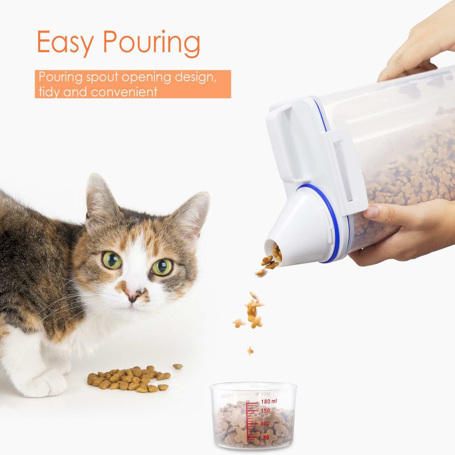 Pet Food Storage Container Airtight Dog Cat Foods Measuring Cup Clear Large 2.5L