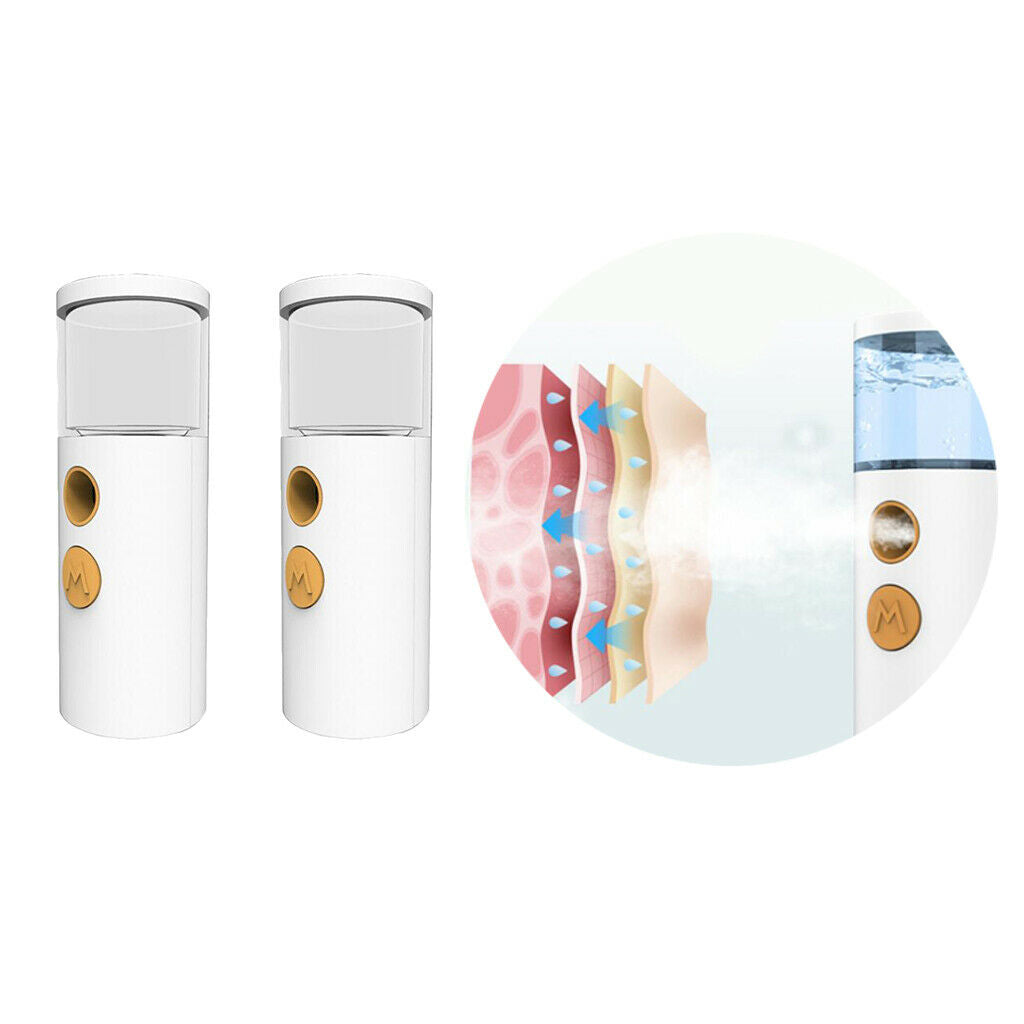 2x Ultrasonic Nano Facial Mister Face Mist Sprayer Handy Face Moisturizing