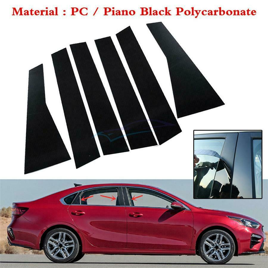 6 × Car Front Rear Side Door Window Black Decoration Strip For Kia Forte 2019-21