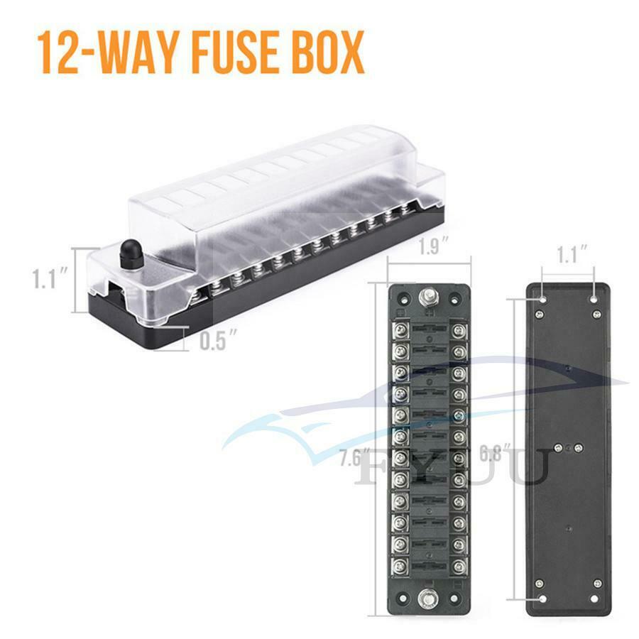 12Way DC12V-32V Circuit Blade Block Holder w/ Screw Nut Terminal Fuse Box Holder
