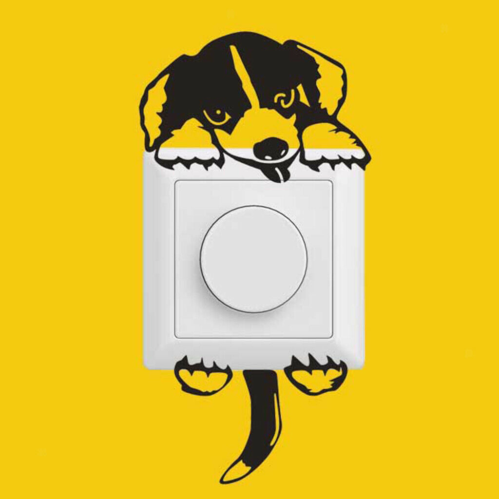 5pcs Lovely Dog Light Switch Stickers Vinyl Removable Black Wall Decals Home