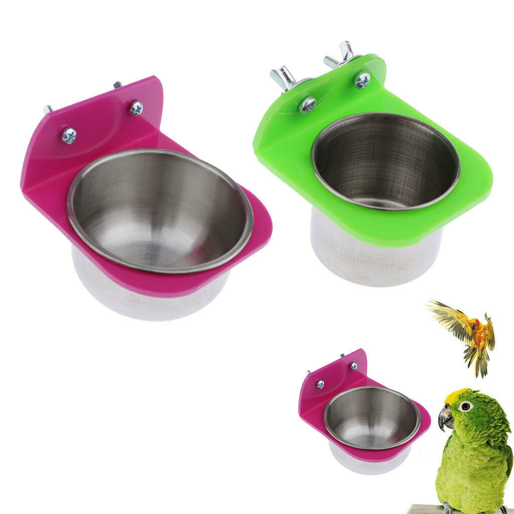 2Pieces Bird Water Feeder Small Animals Food Cup Birds Macaws Finches Mice
