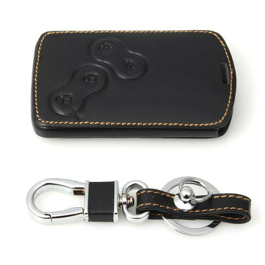 Real Leather Car Key Case w/ Keychain For Renault Koleos Laguna 2 3 Megane 1 2 3