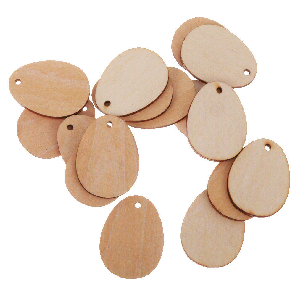 100x Natural Egg Rectangle Shape Wood Gift Tags Blank Wooden Hanging Label