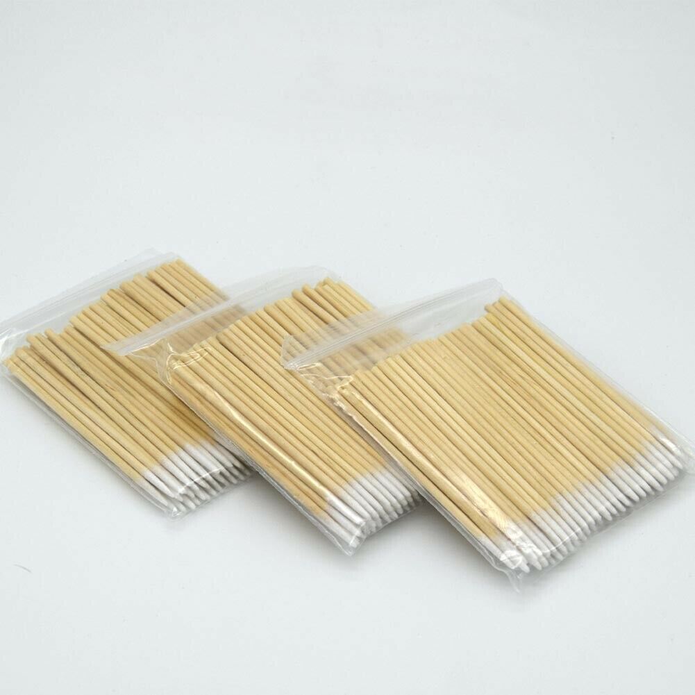 100pcs Cotton Swabs Swab Q-tips 3" Long Wood Wooden Handle Cleaning Applicators