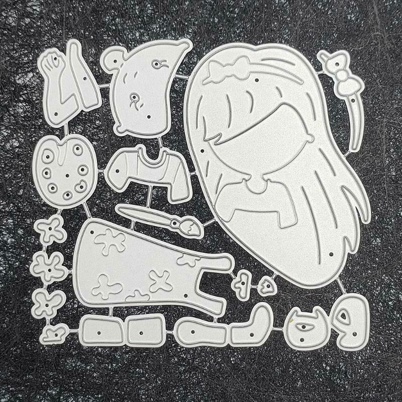 DIY Girl Painting Scrapbook Embossing Stencil Album Steel Mould for Paper Card