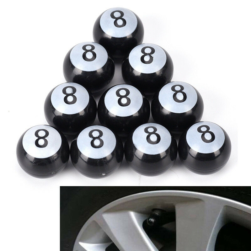 Black Pool 8-Ball Valve Stem Caps Motorcycle Car Truck SUV Bike Tire Air .l8