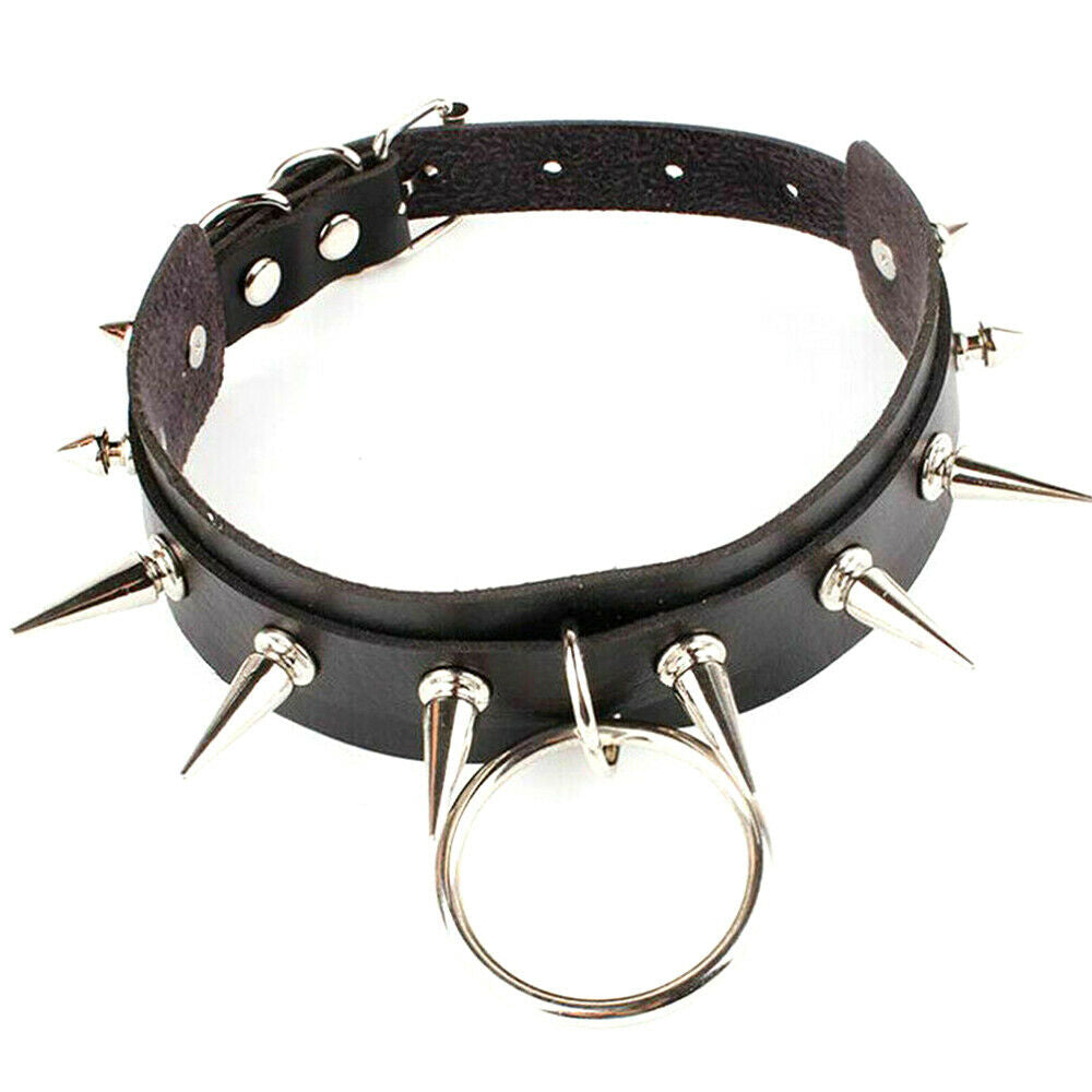 Women Gothic Collar Choker Necklace PU Leather Spike Rivet Punk Hip Hop Jewelry
