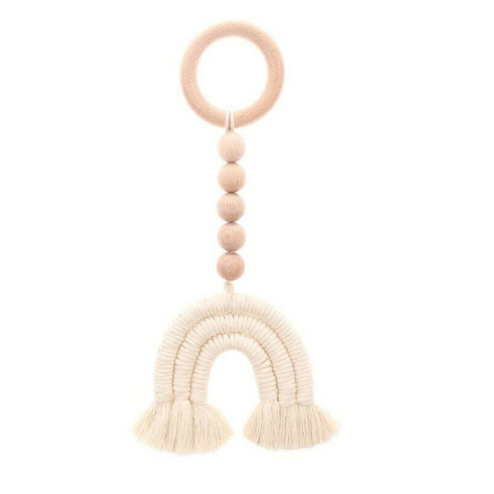 Macrame Rainbow Pendant Knitting Wooden Beads Baby Play Gym Hanging Toys Rattles