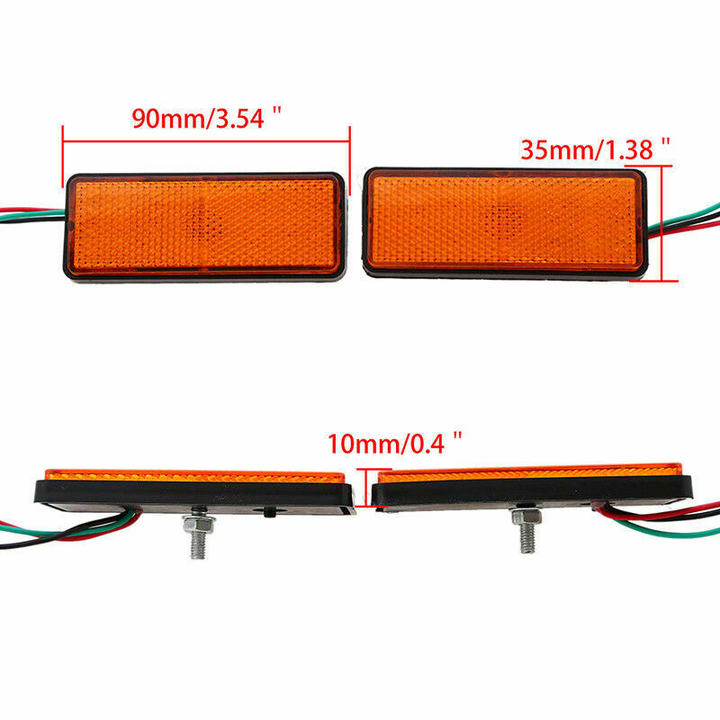 Motorcycle LED Light Rectangle Reflector Tail Brake Marker Trailer Universal