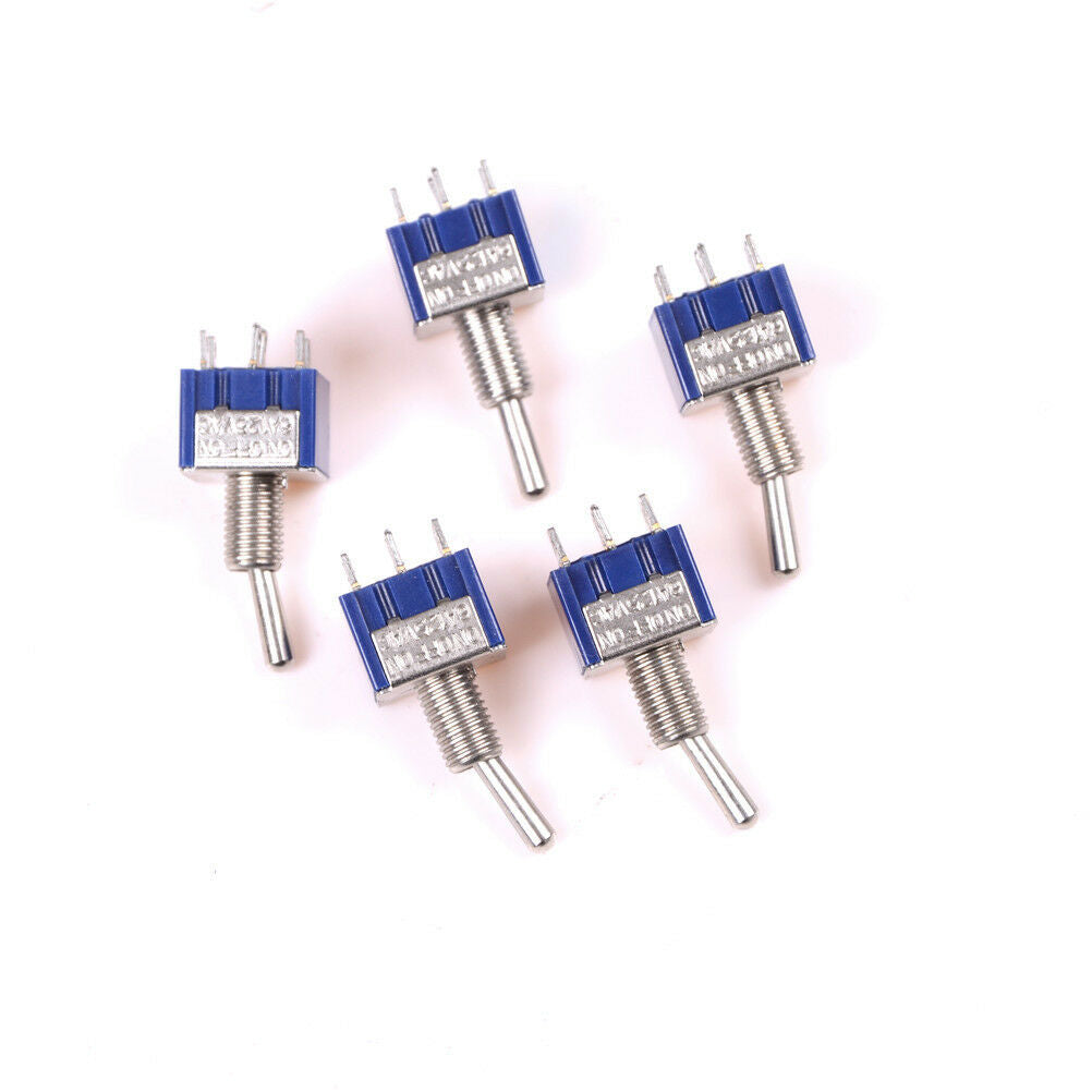 5Pcs 6Pin 3Position ON-OFF-ON DPDT Latching Toggle Switch FH 125V/6A NJR WF