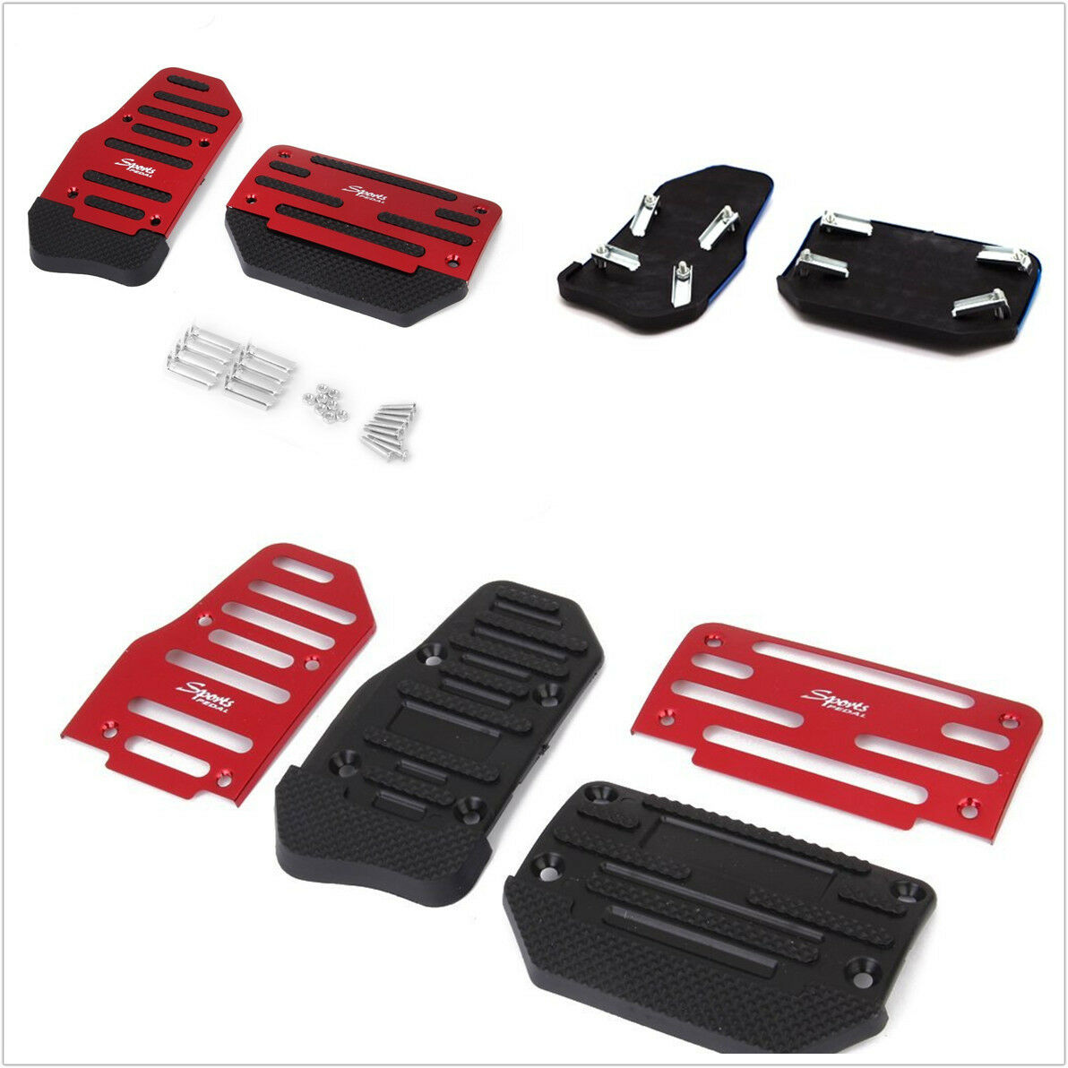 2Pcs Red Non-Slip Treadle Brake Accelerator Foot Pedal Pad For Automatic Car SUV