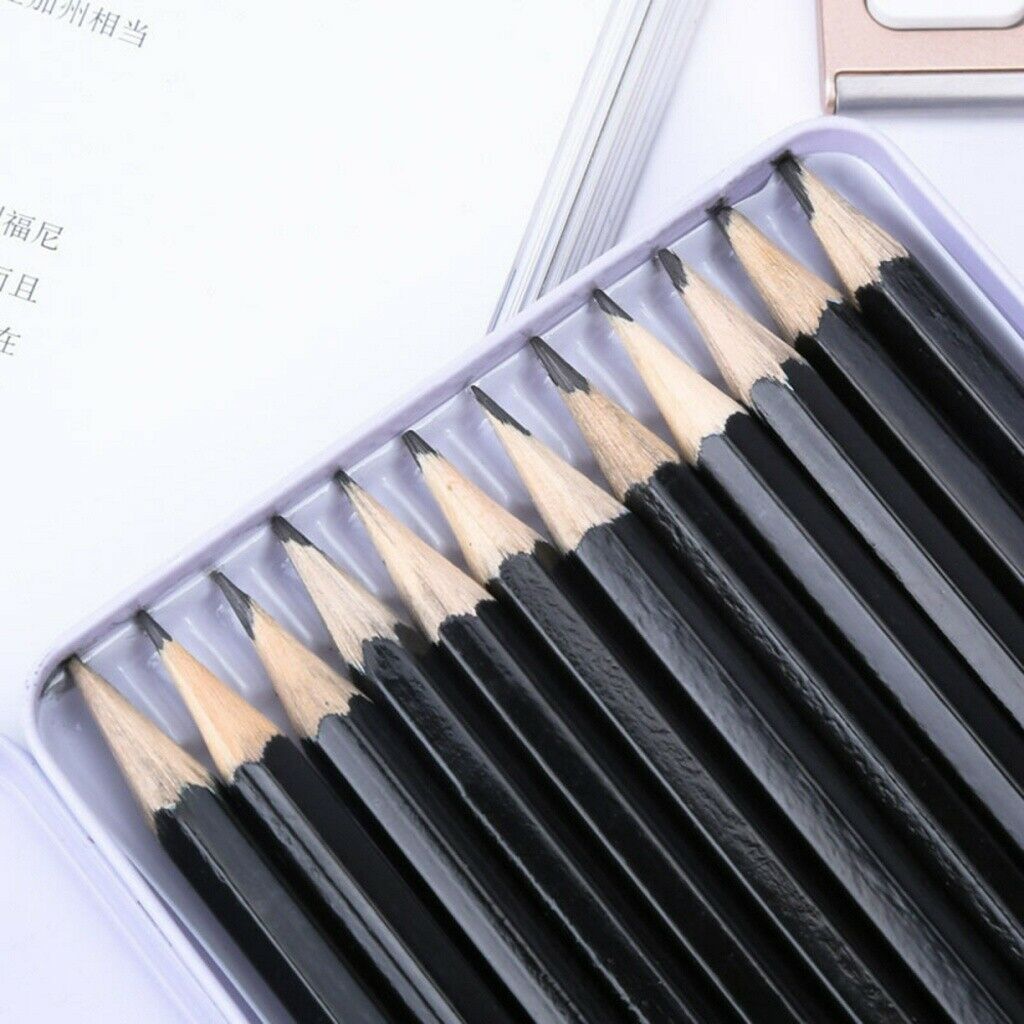 Pre Sharpened Black Wood School Pencils Drawing Art Student Office Supplies 12PC