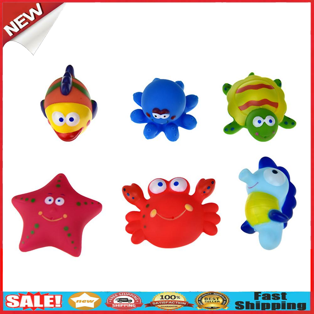 6pcs Baby Sea Animal Swimming Water Bath Toys Kid Children Shower Supplies @