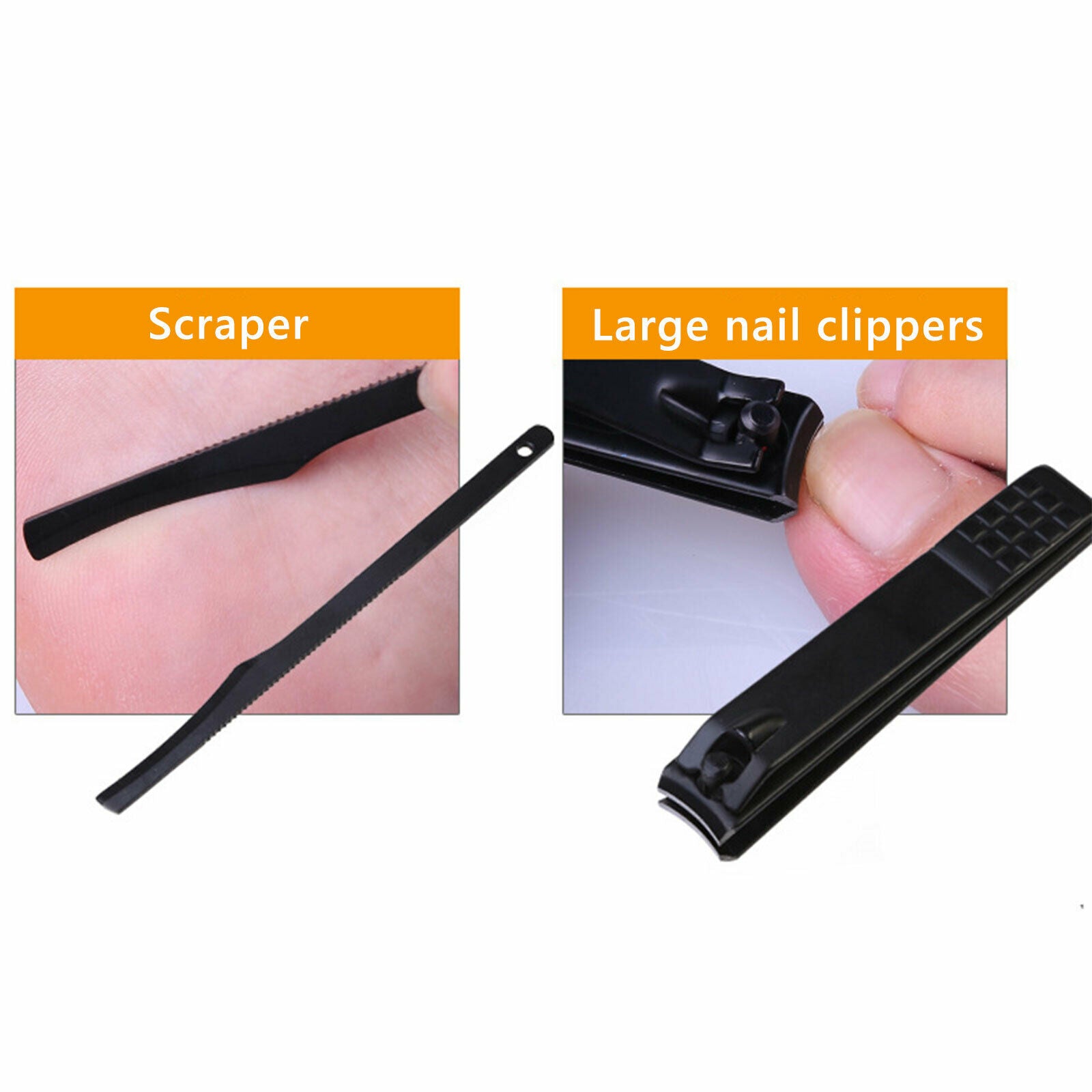 19Pcs PedicureAndManicure Cleaner Nail Clippers Stainless Steel Beauty Set BLACK
