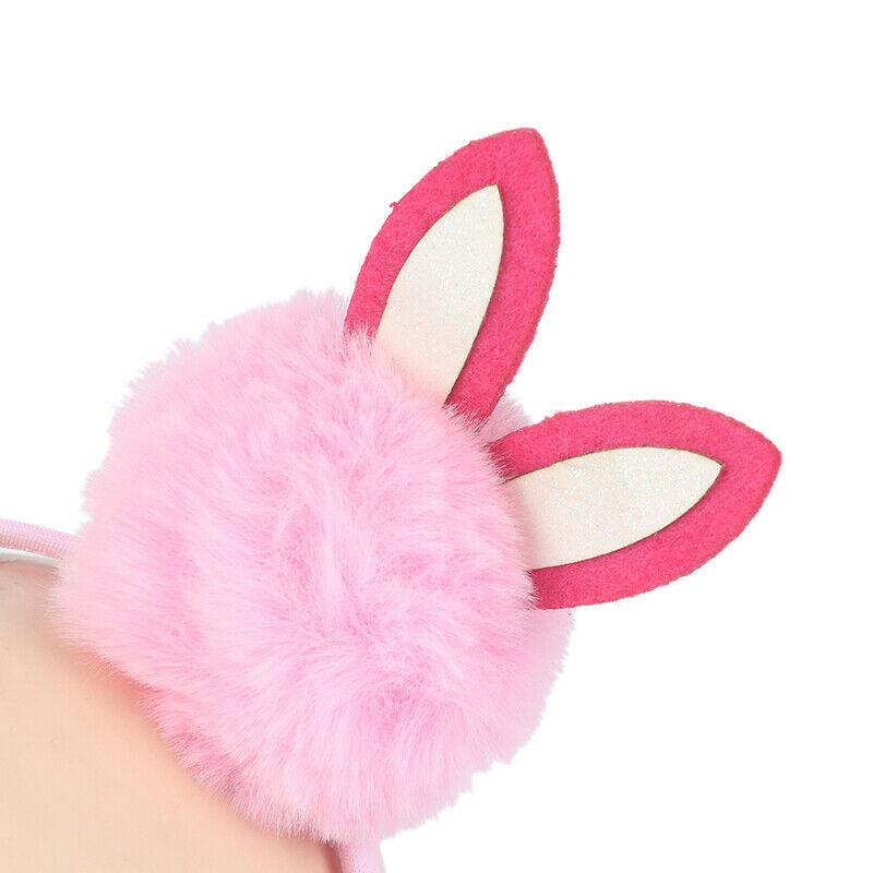 Easter hair accessory carnival headdress cute pink furball rabbit ears headband