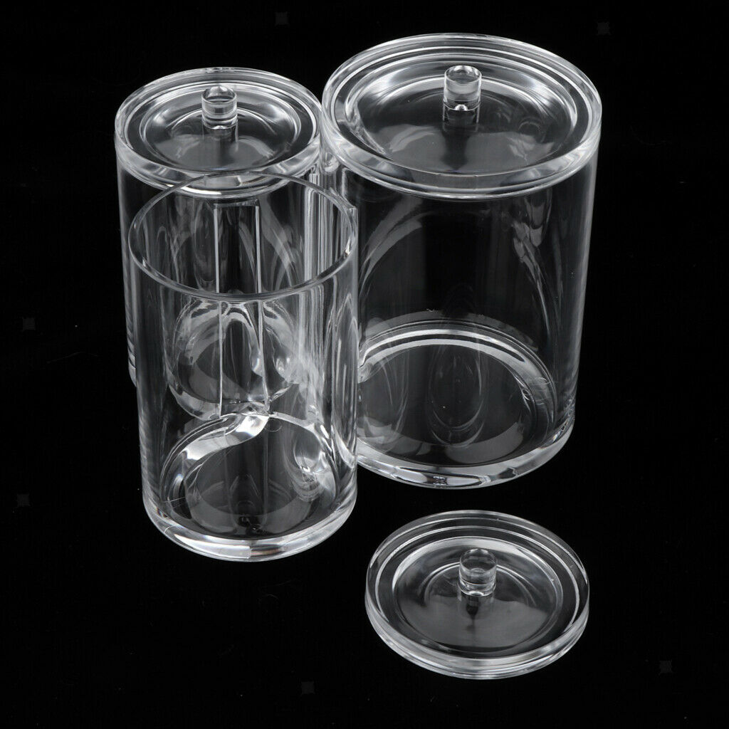 Clear Acrylic Brush Organizer Holder Cup Makeup Display 3 Space with Cover