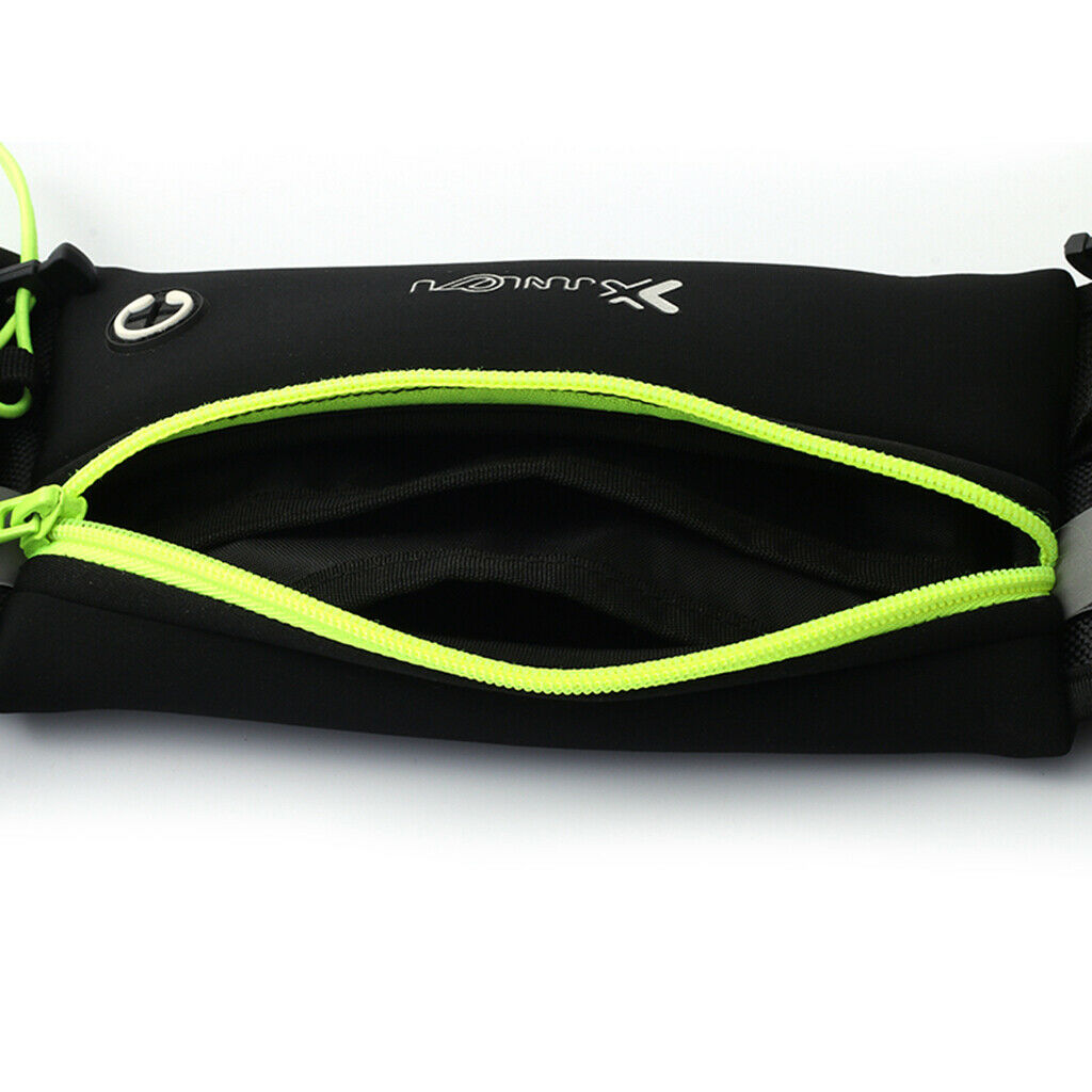 Running Belt with Bottle with Large Pocket for Jogging Cycling Camping Green