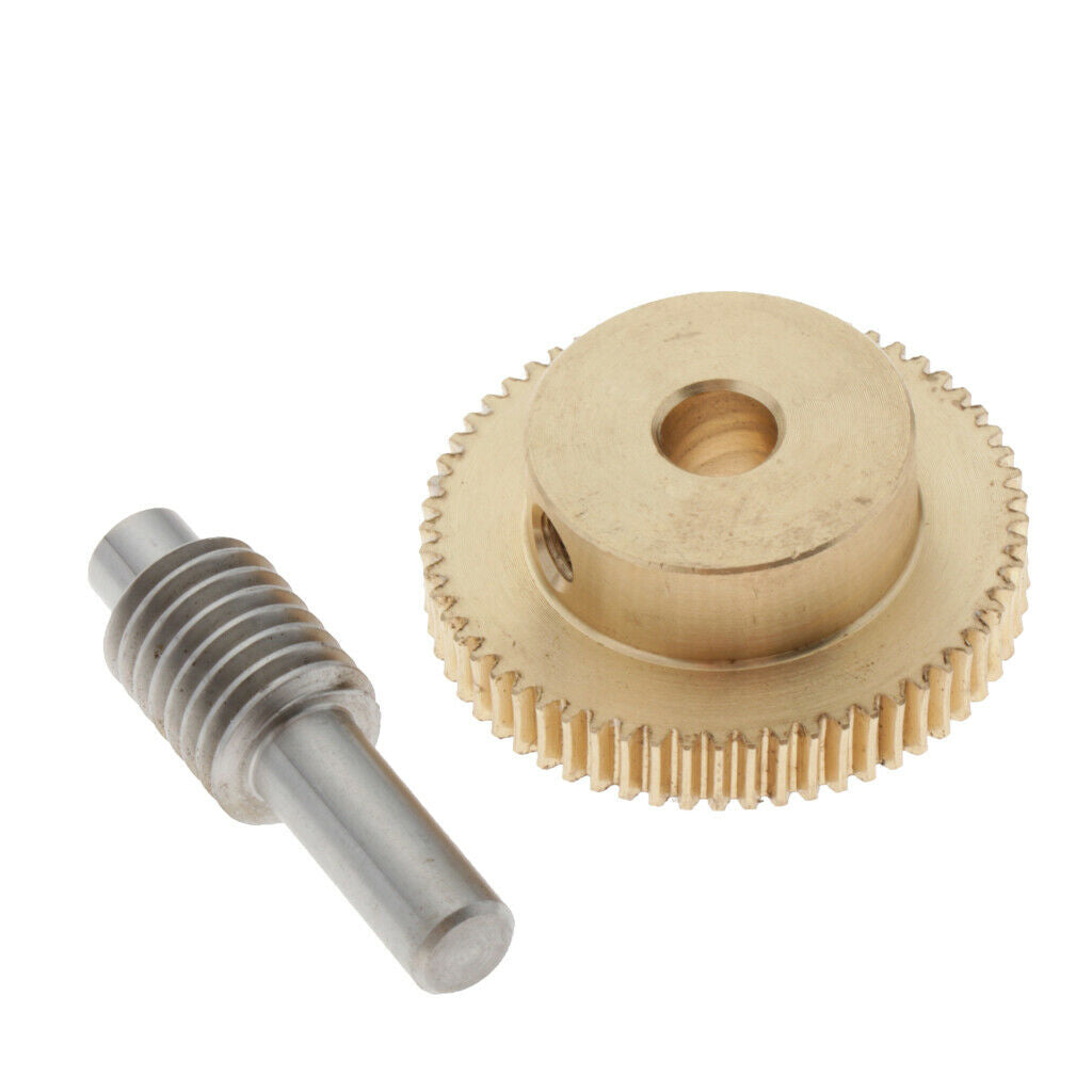 0.5 Modulus Brass Metal Gear Shaft 32mm 60 Teeth Worm Wheel Worm Gear Set