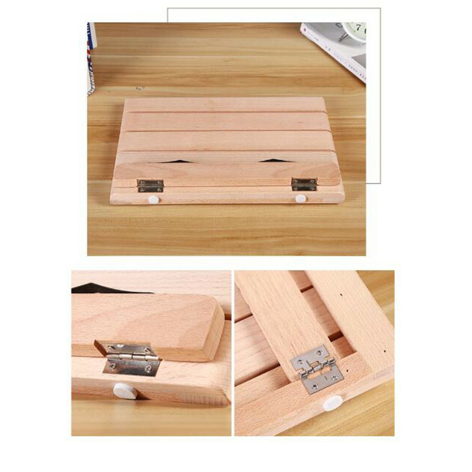 Folding Beech Book Stand Holder PC Magazines Textbooks Desk Table Easel