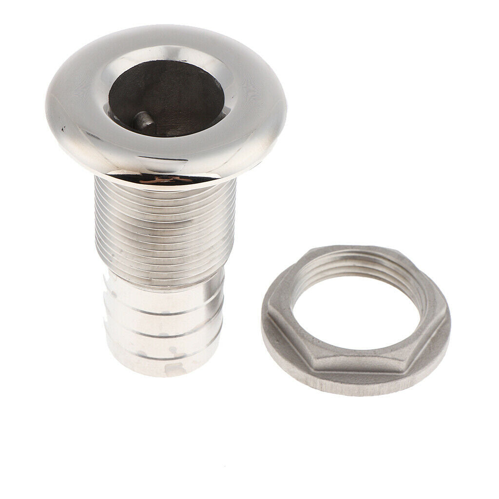 Boat Thru Hull Fitting/Drain 33.4mm 1" Hose Barb Marine 316 Stainless Steel