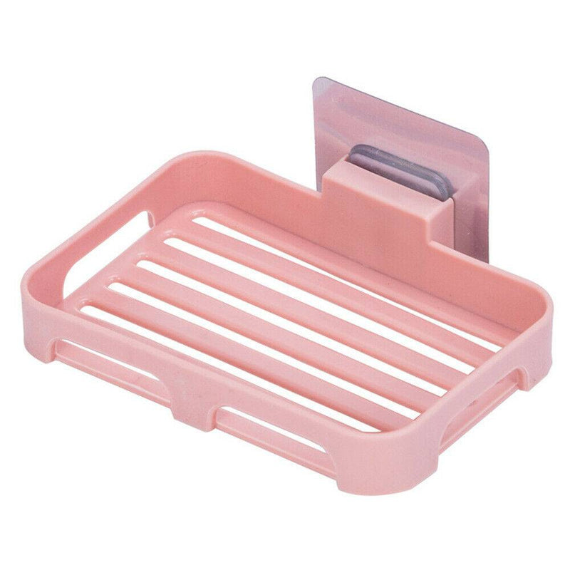 Wall Mounted Soap Dish Holder Storage Box Drain Tray Shower Bathroom Plate Home