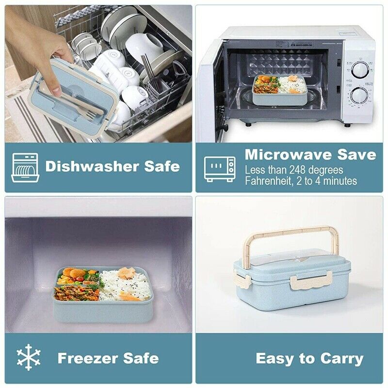Bento Box for Adults with 3 Compartment, 1500ML Lunch Box for Kids with SpooK9N7