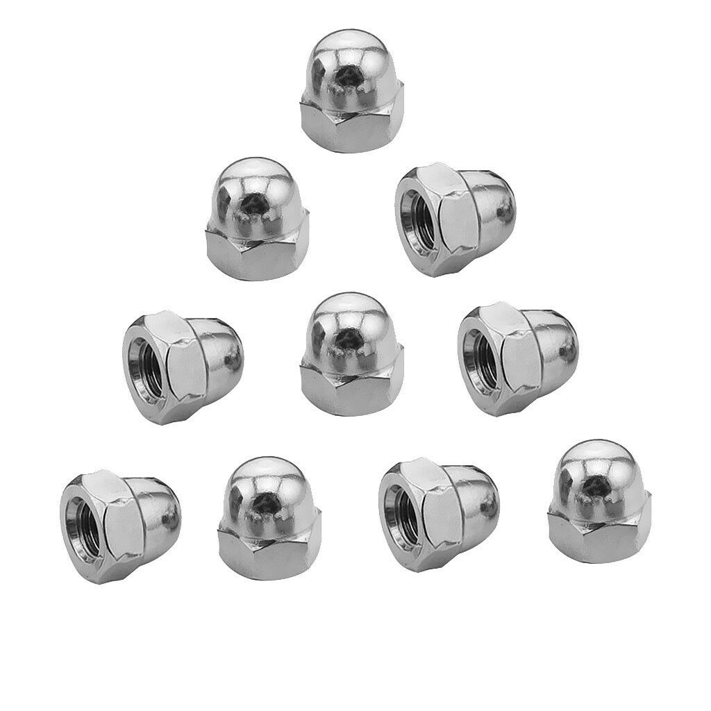 10Pcs Stainless Steel Dome   Hex Nuts Metric Bolt Screws Lock Fastener M6