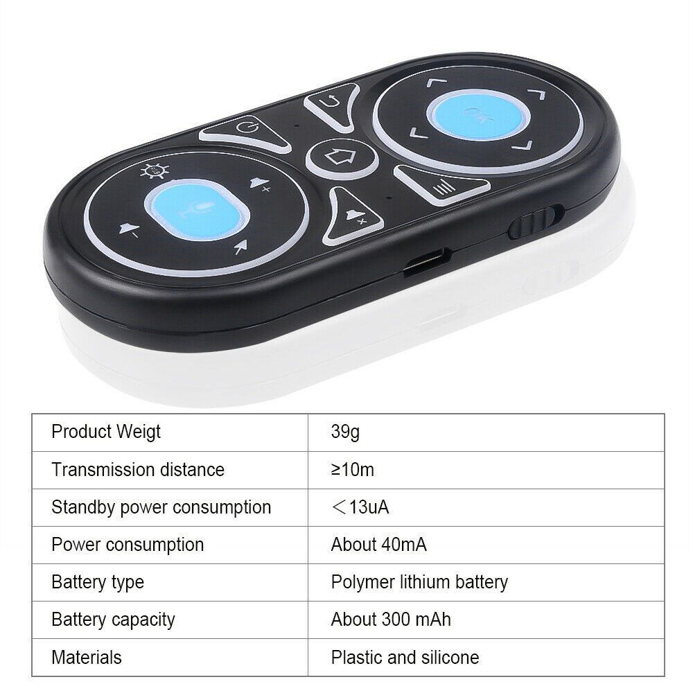 Rechargeable 2.4G Wireless Remote Controller Air Mouse RGB Backlit Voice Search