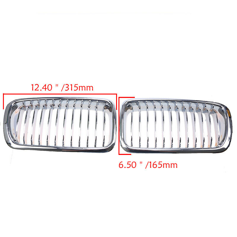 For BMW E38 740/750 7 Series Sedan 95-01 Pair Chrome Front Bumper Kidney Grille