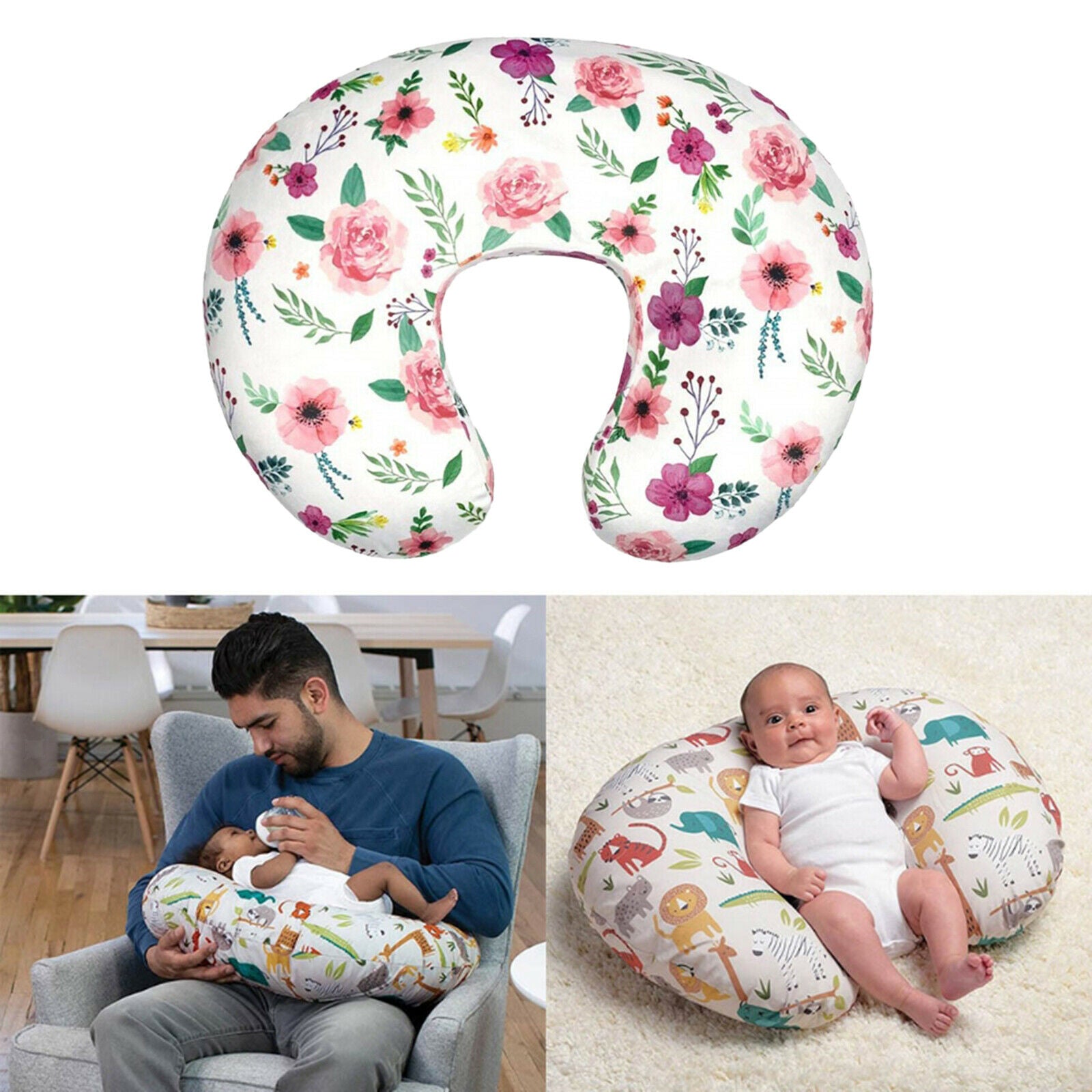 Cotton U-Shaped Feeding Pillow Cover for Newborn Breastfeeding  type D Gift