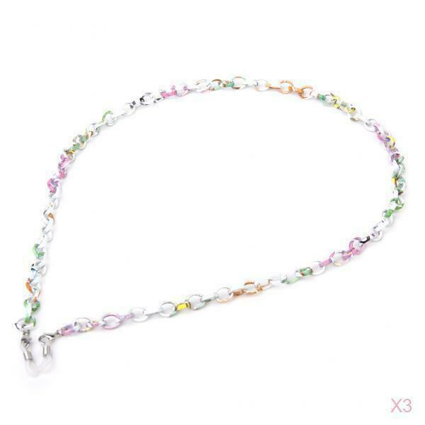 3 x Colorful Aluminum Glass Eyeglass Sunglasses Spectacles Chain Necklace Cord