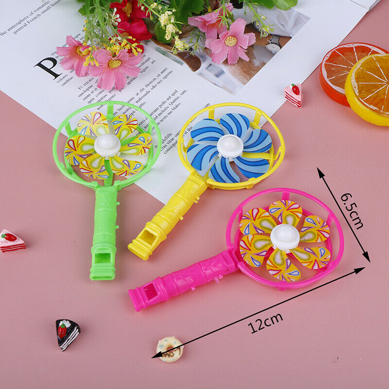 3Pcs/set Children Plastic Windmill Whistling Handle Toys PinwheelATAUY1